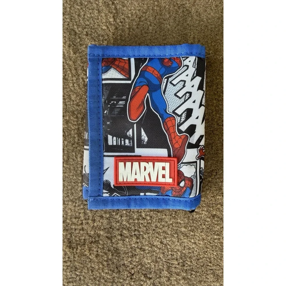 Marvel Spider-Man Trifold Wallet Kids Nylon Blue Comic Book